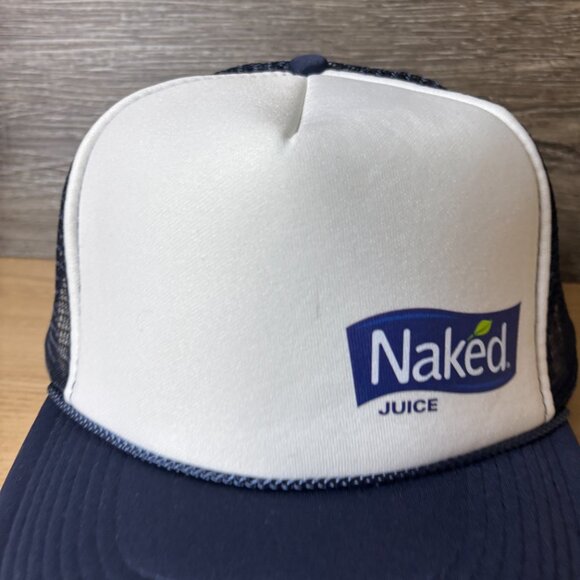 Naked Juice Hat Cap Snapback White Blue Trucker Outdoor Adjustable - Picture 2 of 9